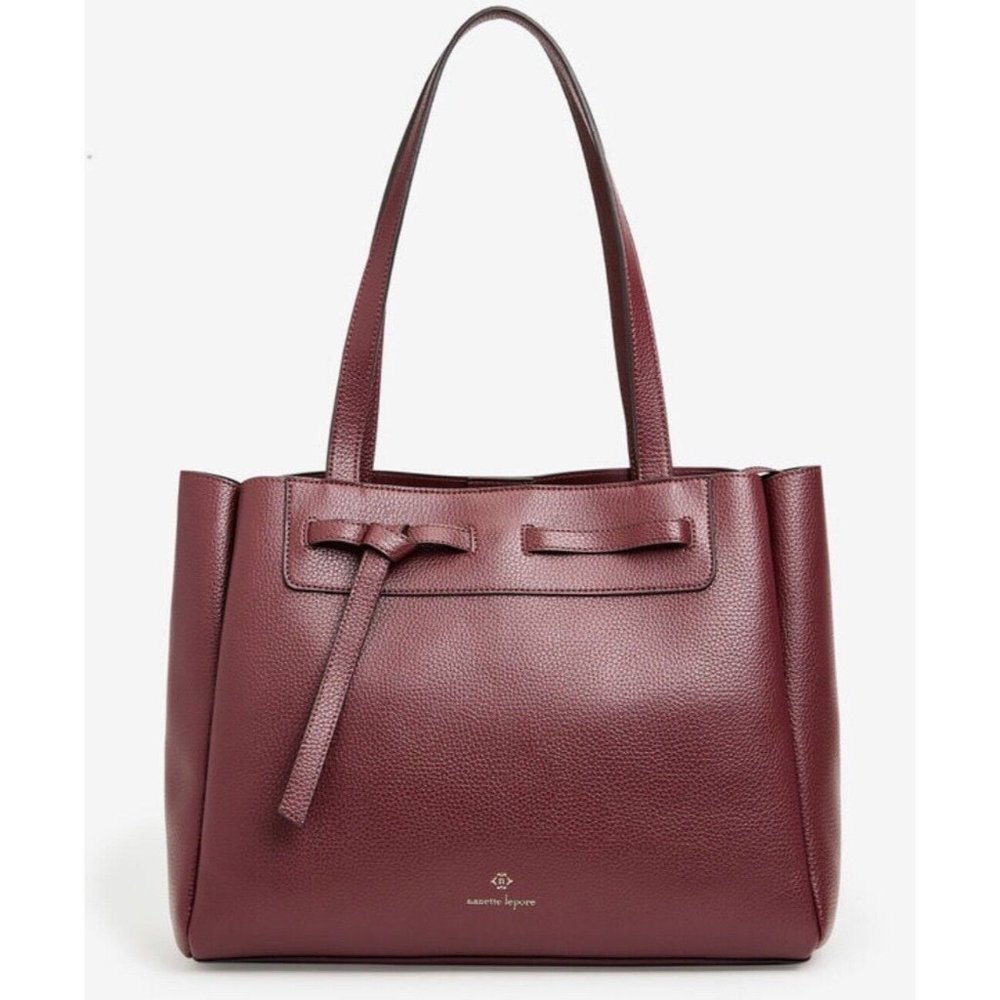 Nanette Lepore Burgundy Arriss Triple Section Shoulder Tote Bag Women Handbags
